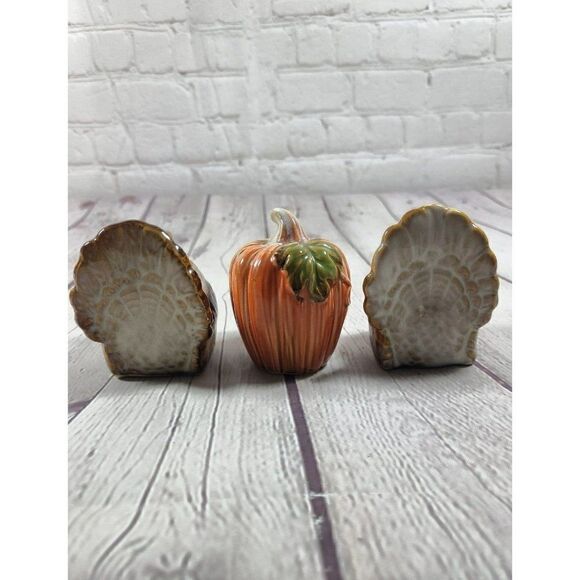 3 Pc. Fall Thanksgiving Salt & Pepper Shakers with Toothpick Holder - Picture 4 of 5